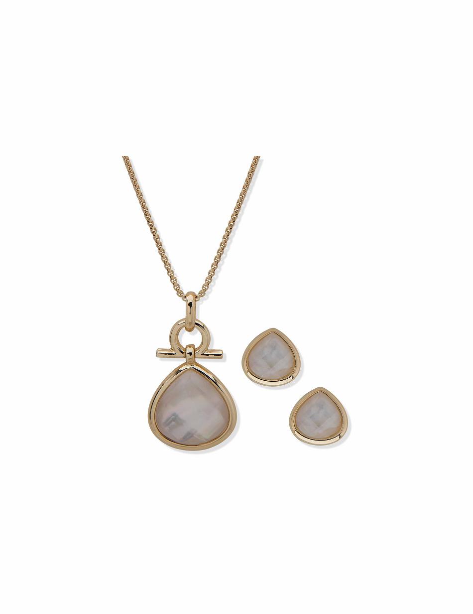 Ensembles de bijoux Anne Klein Faux Pearl Teardrop Earring & Necklace Set   | VSJ-3324908